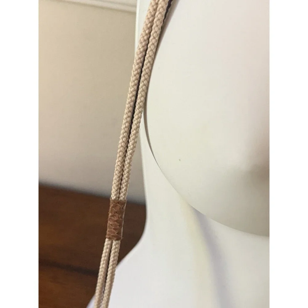 Vintage Georgetown Leather Design Straw Tan Leather Appliqué Purse Shoulder Bag